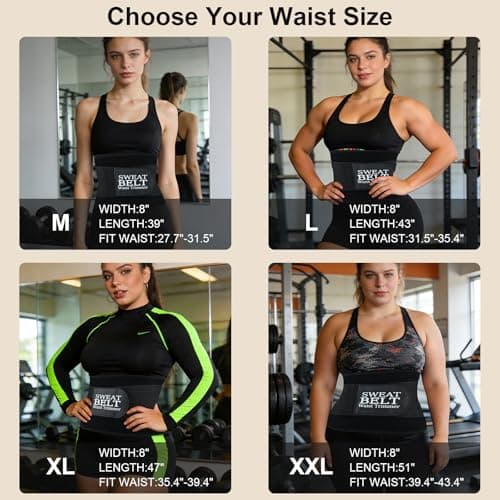 LKV Waist Trainer for Women, Waist Sweat Band, Slimming Waist Trimmer, Stomach Wrap, Body Shaper for Women Black - Thumbnail 4