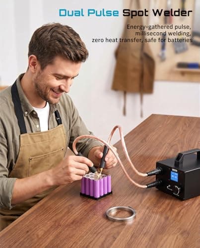SEESII Capacitor Spot Welder: Battery Spot Welder with 3000F Capacitor, 250 Gear Adjustable, 1.8'' LCD Display, Spot Welding for 0.1-0.3mm Nickel Strip, for Battery Pack Making/Repair - Thumbnail 2