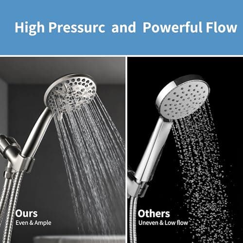 Iopsk 10 Spray Shower Head with Handheld,High Pressure shower heads with Handheld Spray Combo,Hand Held Shower Head with 60 Inch Long Hose (Brushed Nickel) - Thumbnail 4