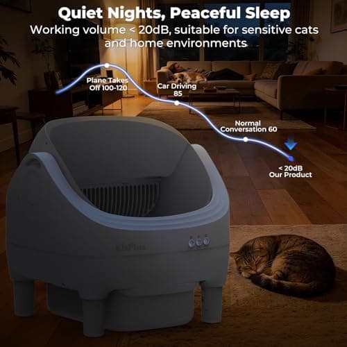 Self Cleaning Litter Box, Automatic Cat Litter Box-APP Control, Open-Design Electric Litter Box, Safety Anti-Pinch, Odor-Free Waste Disposal Includes Trash Bags, Suitable for Multiple Cats, White - Thumbnail 3