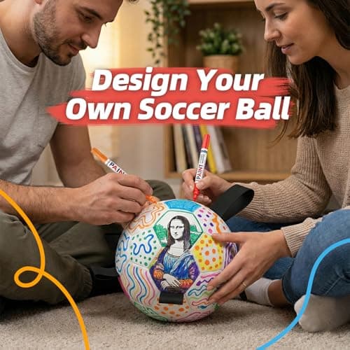 HETOO Dog Soccer Ball with Straps, DIY Paintable Dog Toy Ball Kit with 8 Color Markers,Personalized Interactive Dog Toys for Small Medium Dogs Puppies,6 Inch Birthday Gift Pet Toy - Thumbnail 3