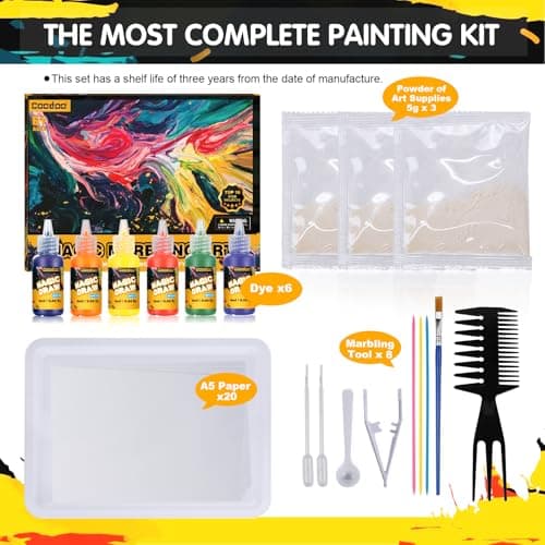 Water Marbling Paint for Kids - Arts and Crafts for Girls & Boys Crafts Kits Ideal Gifts for Kids Age 6-8 8-12 - Thumbnail 6