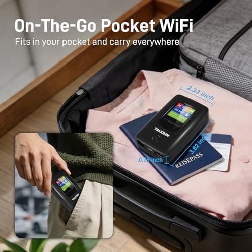 TALKSIM 4G Mobile Hotspot with US 10GB & Global 1GB Data, Portable WiFi Hotspot for Travel in 140+ Countries, Long-Lasting 6000mAh Battery, 10 Connected Devices, No SIM Required, No Contract - Thumbnail 6