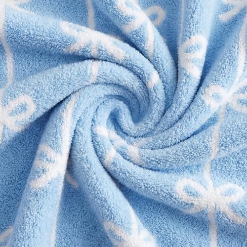 WRENSONGE Blue Bow Throw Blanket Soft Cozy Fluffy Warm Throw for Couch Sofa Bed Camping Picnic Travel Lightweight - 50"*60" - Thumbnail 6