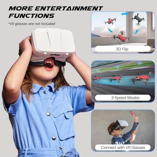 SIMREX Mini Drone With Camera 720P HD FPV, RC Quadcopter Foldable Drone, Mini Drone With Altitude Hold, 3D Flip, Headless Mode, Gravity Control and 2 Batteries, Gifts for Kids, Beginner, Red - Thumbnail 6