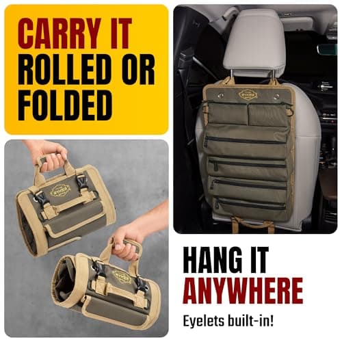 The Ryker Bag Tool Roll Organizer with Detachable Pockets – Heavy Duty Roll-Up ToolBag for Mechanics, Electricians, Plumbers, Contractors, Garage & Job Site Use Gift for Dads (AP-TR) - Thumbnail 5