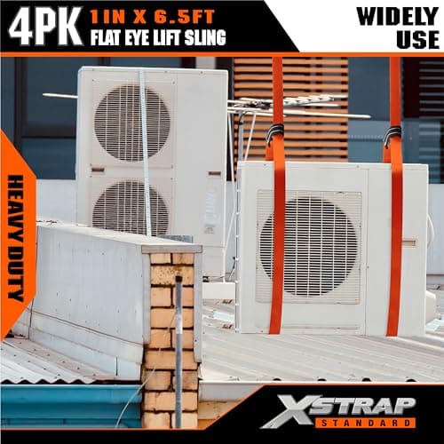 XSTRAP STANDARD 4PCS 1" x6.5ft Lifting Sling 1-Ply Red Web Strap, 2000 LBS Vertical (907 KG), 1600 LBS Choker (725 KG), 5:1 Safety Factor, Twist Eye Polyester Slings for Rigging Hoist Recovery Tree - Thumbnail 3