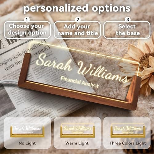 Custom Name Plate for Desk, Custom Elegant Personalized Light Up Acrylic Name Plate, Stylish Office Decor for Men and Women, Perfect Gift for Bosses, Coworkers, and Teachers. - Thumbnail 5
