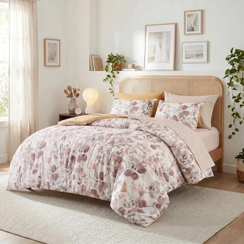 Regency Heights Lightweight Seersucker Botanical Comforter Set King Size, 9 Pieces Reversible Design Bed in A Bag Set, Premium Microfiber Bedding Set, Brown - Image 1