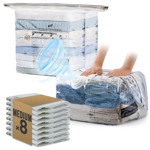 TAILI 8 Pack Cube Vacuum Storage Bags, Medium Size (25x19x11 inch), Vacuum Seal Bags for Clothing, Compression Bags for Travel and Home Storage, Space Saving for Blankets, Baby Clothes, Pillows - Image 1