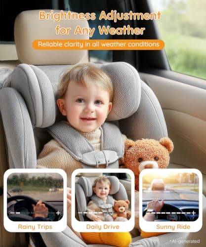 Babyvue BC1 Baby Car Camera, 4.5" 1080P HD Screen & 3X Zoom, AUTO IR Night Vision Car Baby Monitor with Adjustable Brightness, 2-Min Easy Install Car Seat Camera for Babies & Pets to Drive Safely - Thumbnail 5