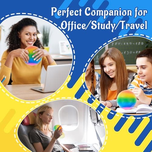 Giant 4-Inch Rainbow Stress Ball -Jumbo Big Squeeze Relief! Fills Your Entire Palm, 2X Larger Than Standard, Ultra-Soft Ball for Deep Stress Relief - Thumbnail 6