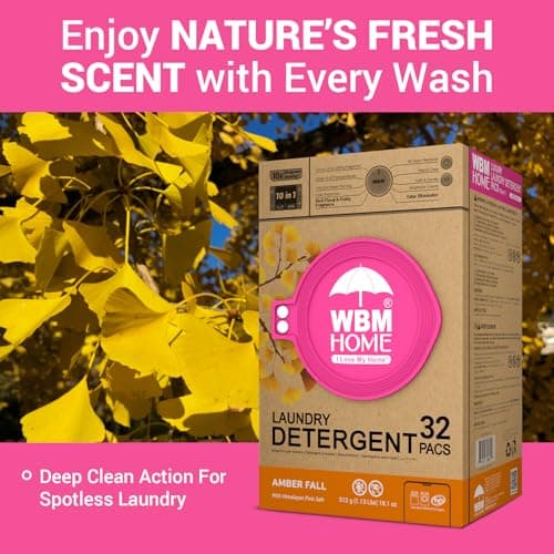 WBM Laundry Detergent Pods, 32 Count | Amber Fall Fragrance | 10 in 1 Laundry pods Detergent Ultra Power Cleaning with Plant-Based Scent, Extra Protection With 4D Stain Remover - Thumbnail 3