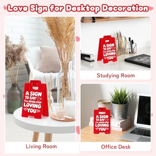 HOMQYTE Funny Heart Sign Office Decor, Romantic Love Office Desk Sign Ornament Accessories for Him Valentine's Boyfriend Girlfriend (Red-2, 1P) - Thumbnail 5