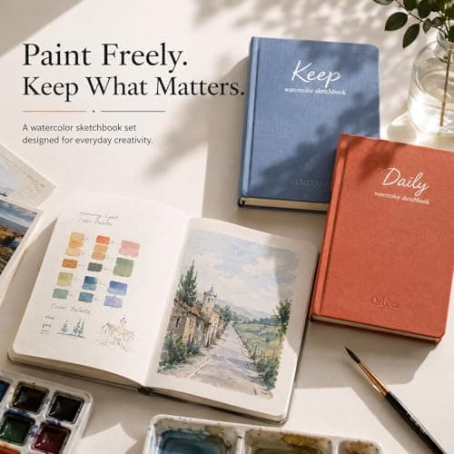 Watercolor Sketchbook Set of 2, Mini 5x7 Travel Watercolor Notebook, Portable Small Sketchbook for Painting, Cotton Paper for Artists, Beginners & Outdoor Use (Daily & Keep) - Thumbnail 2