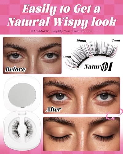 EMEDA Soft Natural Look Magnetic Eyelashes Kit, No Glue Magnetic Lashes with Applicator, Soft Magnet False Eyelashes Kit, Lightweight Natural for Sensitive Eyes, Easy Wear Magnet Lashes Gift Set - Thumbnail 6