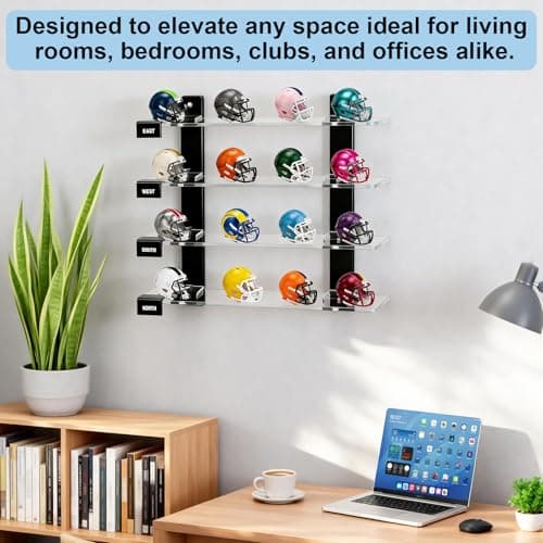 CHEPULA Wall Mount Mini Football Helmet Display Rack, Clear Acrylic Pocket Helmet Storage Stand with Hardware, Ideal Gift for Sports Fans, 11.81" x 10.6" x 2.83"(Clear) - Thumbnail 6