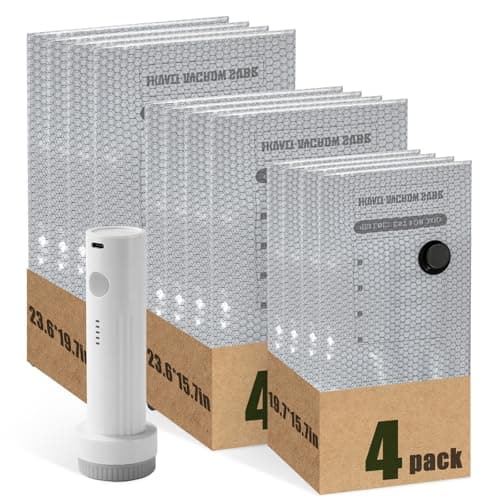 Vacuum Seal Bags for Clothing Travel，12 Combo Size with Cordless Electric Pump，Space saving vacuum bags for travel and clothing storage - Image 1