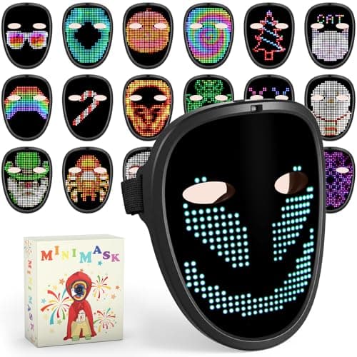 Gelrova LED Mask with 698 LEDs, Gesture Sensing Light Up Mask with 70 Patterns, Comfortable Silicore for Party, Halloween, Cosplay (Small- Manual Control) - Image 1