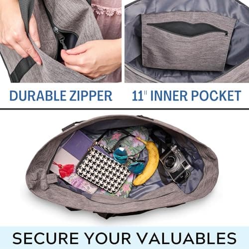 Creative Green Life Extra Large Tote Bag, Gray - Thumbnail 6