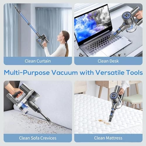 MBTTODF Cordless Vacuum Cleaner, Stick Vacuum Cordless Rechargeable with Power Suction, Up to 40-Min Runtime, Lightweight Vacuum Cleaners for Home, Hardwood Floor,Pet Hair,Carpets,Tile(Blue) - Thumbnail 6