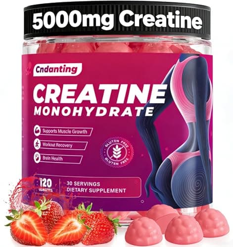 CNDANTING Creatine Gummies for Women 5000mg - Monohydrate Creatine Gummies, B12 & Folic Acid. Vegan Strawberry Flavor for Glute Shaping & Leg Toning. Bloating Free Muscle Recovery & Energy, 120 Count - Image 1