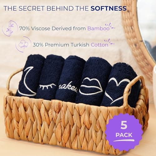 Marmaris Co. Luxury Makeup Washcloths for Face, 5-Pack Makeup Towels Face Washcloth, Viscose from Bamboo & Cotton - Thumbnail 5