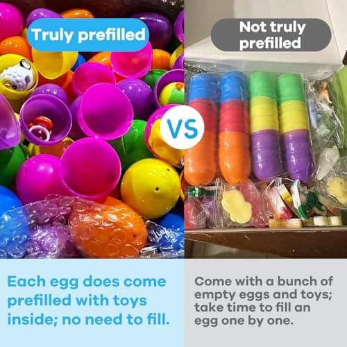 GOAUS Prefilled Easter Eggs with Toys 240 Pcs, 120 Eggs Truly Filled with 120 Small Toys, Pre-filled Easter Egg Hunt Stuffed Party Favors Basket Stuffers Prizes for Kids - Thumbnail 2
