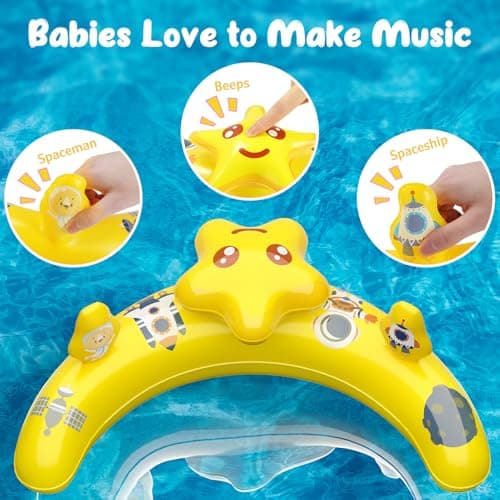 WayEee Baby Pool Float with UPF50+ Canopy - Inflatable Swim Float, Adjustable Safety Seat, Toy Play Console, Sun Protection for Baby 6-36 Months, Infant, Todder Summer Gift, Pool, Bathtub, Beach, Blue - Thumbnail 4