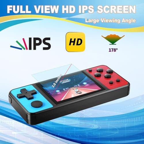 KAVOYI 32 Bit Handheld Games for Kids Built-in 139 Retro Video Games,3.0" IPS Screen Rechargeable Portable Arcade Gaming Player,Electronic Travel Toys for Boys Girls Birthday Blue-Red - Thumbnail 3