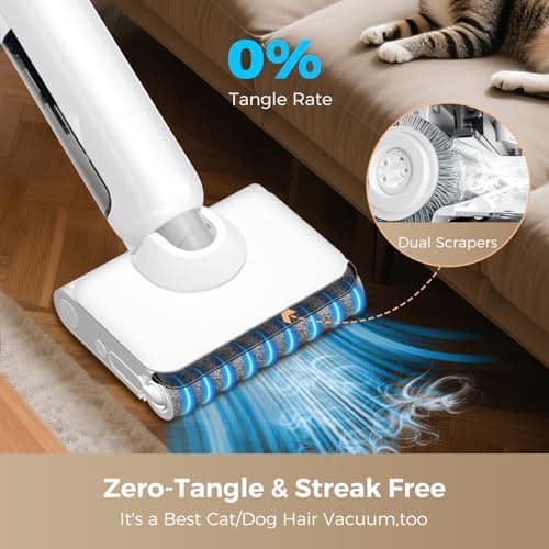 Wet Dry Vacuum Cleaner, Cordless Vacuum Mop Combo for Hard Floors, 23000Pa Powerful Suction, 180° Lay-Flat, Self-Cleaning Floor Washer with 45 Min Runtime, Anti-Tangle Brush, Dual Tank - Thumbnail 4