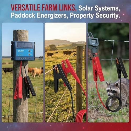 DfuGift Heavy Duty Electric Fence Jumper Cable, 3ft Insulated Jumper Leads with Alligator Clips for Solar Fence Energizer, Ground Rod & Fence Wire - Secure Ranch Protection for Livestock - Thumbnail 3