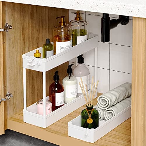 SPACEKEEPER Slim Rolling Storage Cart, 3 Tier Bathroom Storage Organizer Laundry Room Utility Cart Mobile Shelving Unit, Multi-Purpose for Kitchen Office Bathroom Laundry Narrow Places, White - Thumbnail 3