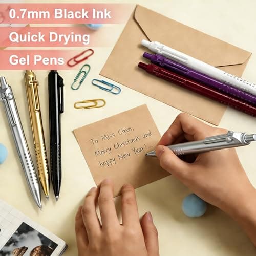 FlyMeaning 6 Pack Bible Journaling Gel Pens, 0.7mm Black Ink Retractable with Cross Clip,Smooth Writing, Christian Gifts for Men Women, Religious School & Office Supplies(Vintage) - Thumbnail 3