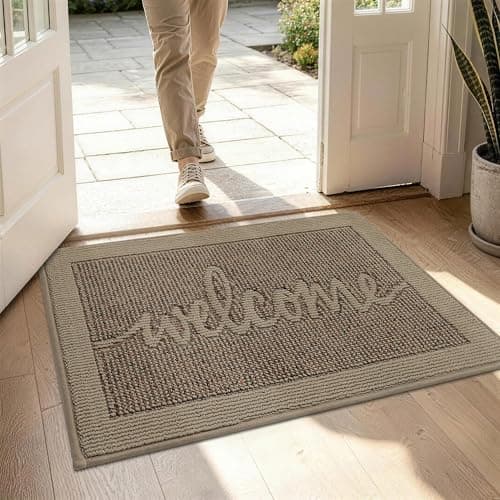 JSEI Door Mat 24"x 36",Absorbent Dirt Welcome Mat,Non-Slip Entryway Rugs Washable Indoor Entrance Mats,Low Profile Floor Mat for Entryway and Front Back Door,Beige - Thumbnail 3