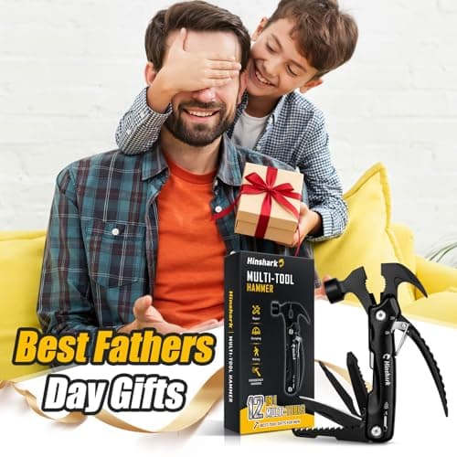 Fathers Day Gift for Husband Dad, Gifts for Men 12 in 1 Hammer Multitool, Fathers Day Gift from Daughter Wife Son, Anniversary Birthday Gift for Men Him Grandpa, Camping Essentials Cool Gadgets Tools - Thumbnail 3
