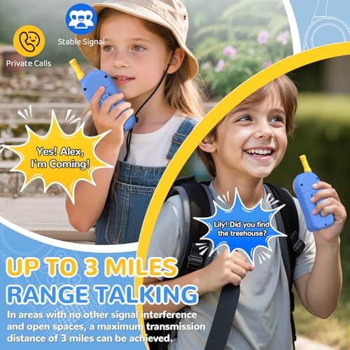 Ptnerbeh Walkie Talkies for Kids Toys: Toys for 3-12 Year Old Boys Girls - 22 Channels 2 Way Radio Toy with Backlit LCD Flashlight - 3 Miles Range for Outside/Camping/Hiking (2-Pack) Blue - Thumbnail 2