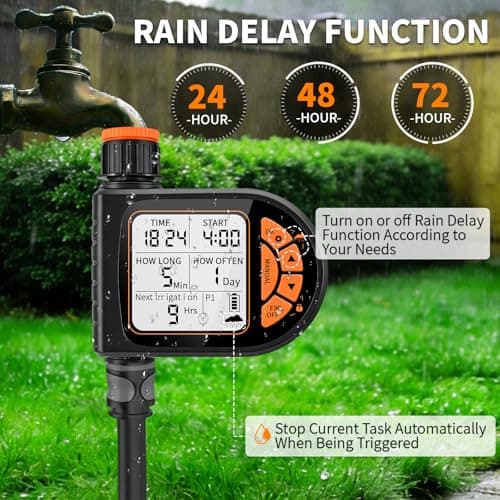 Sprinkler Timer for Garden Hose - Programmable Irrigation Timer with Rain Delay, Manual Watering, Child Lock, Outdoor Garden Automatic Irrigation Drip Watering System for Yard Lawn Pool Garden - Thumbnail 5