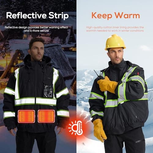SRsafety Safety Heated Jacket,Waterproof Safety Jacket for Men with Pockets, Reflective High Visibility Safety Heated Jackets - Thumbnail 6