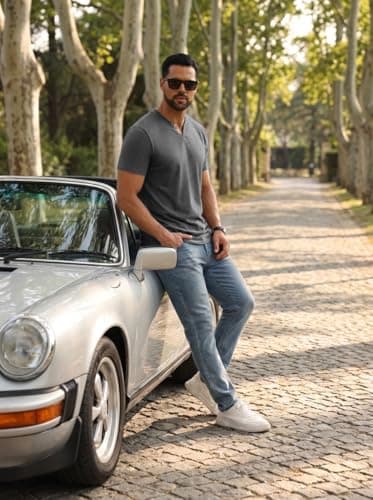 Sailwind Mens Henley Lightweight Shirts Short Sleeve Casual Cotton Button T-Shirts Summer Basic Tee Dark Gray - Thumbnail 3
