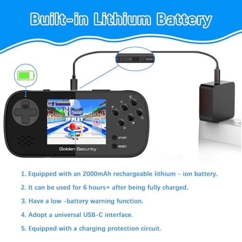 Handheld Game for Kids, 3.5" Large Screen Preloaded 156 HD Classic Retro Video Games, Portable Gaming Player with Rechargeable Battery , Mini Arcade Electronic Toy Gifts for Boys Girls (Black) - Thumbnail 2