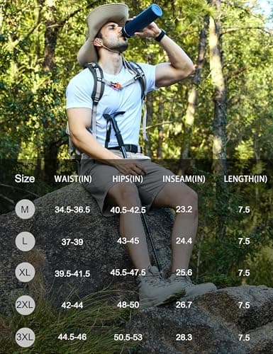 KPSUN Men's 7" Hiking Cargo Shorts Lightweight Quick Dry Tactical Golf Shorts with Zipper Pockets for Fishing Camping Work(SandKhaki XL) - Thumbnail 6