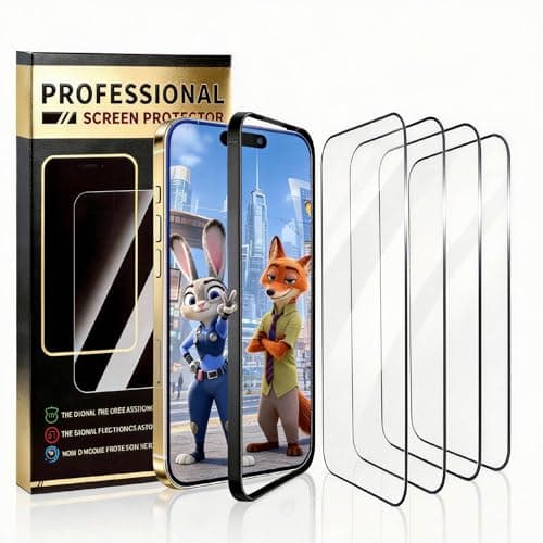 BJVVKW 4 Pack for iphone 16 Screen Protector Tempered Glass Film Optional[9H Hardness] Shatterproof with Install Frame,HD Clear,Scratch Resistant - Image 1
