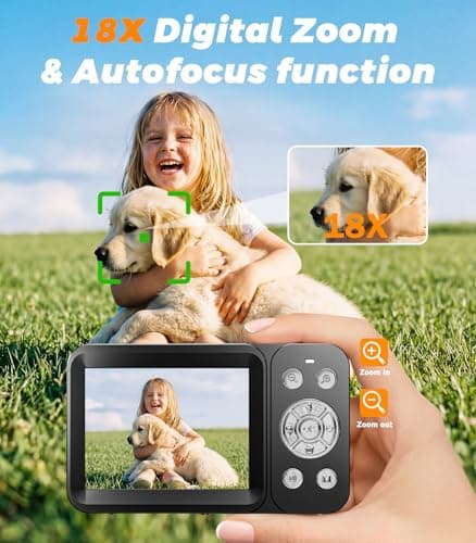 5K 80MP Digital Camera for Photography, Point and Shoot Vlogging Camera with Dual Screen, 18X Zoom & Auto Focus, Compact Camera for Kids Teens Beginners, IMX258 Sensor, Webcam Mode, Black - Thumbnail 3