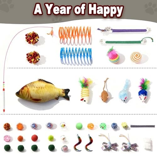 VIEFIN Gothic Cat Scratching Post with 40 Pcs Interactive Cat Toys, 34" Tall Cat Scratching Posts for Indoor Cats Adults, Cute Cat Scratch Post with Spider Toys - Thumbnail 3