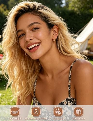 Small Gold Hoop Earrings Set for Women, 14K Gold Plated Dainty CZ Huggie Hoop Earring Sets for Multiple Piercing, Cartilage Earring Stacks Jewelry Gift - Thumbnail 2