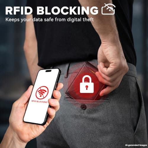 furid Air Tag Wallet Men: Wallet with Airtag Holder - Wallet for Airtag Men Slim Minimalist with ID Window RFID Leather Wallet - Thumbnail 3