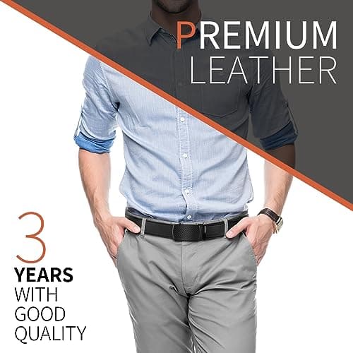 Zitahli Mens Belt Leather 2 Pack - Ratchet Belt for Men Dress Pant Shirt Oxfords,Micro Adjustable Brown Black Belt,Trim To Fit Size 28"-36" - Thumbnail 5