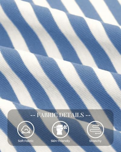 BTFBM Long Sleeve Shirts for Women Turtleneck Striped Shirt Lightweight Basic Thermal Underwear Tops 2026 Fall Fashion(Light Blue White, Small) - Thumbnail 5