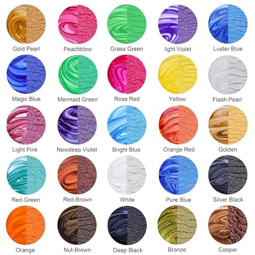 MTBJZJ Mica Powder for Resin, 25 Colors - 20g/Bottle Epoxy Resin Color Pigment, for Candle Dye, Lip Gloss Pigment, Soap Making, Slime Colorant, Paint, Bath Bombs, Nail Polish and Eye Shadow - Thumbnail 2